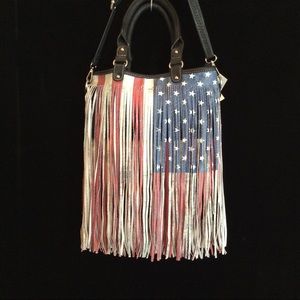 Texas leather American flag shoulder bag